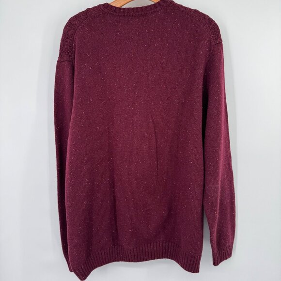 Roundtree & Yorke mens Burgundy Cable  V-Neck Sweater size XL Cotton Wool new - Picture 7 of 12